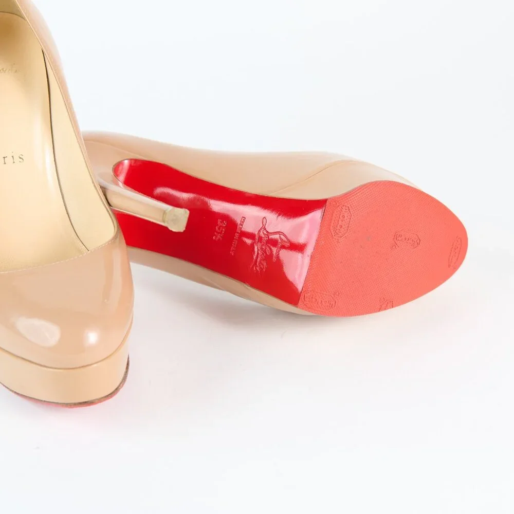 Christian Louboutin Benech Report Calf Empire/Patent - Tan  Pre-Loved -Size 35.5 - Picture 4 of 6